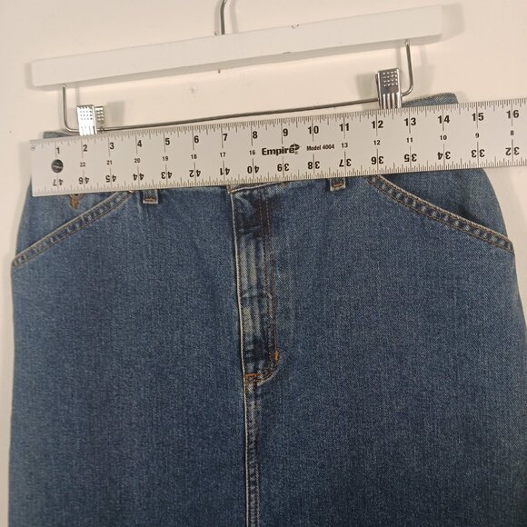 Liz Claiborne Size 10 Denim Skirt, Fray Hem, Zip Fly, Western, Casual, Classic - Picture 14 of 16